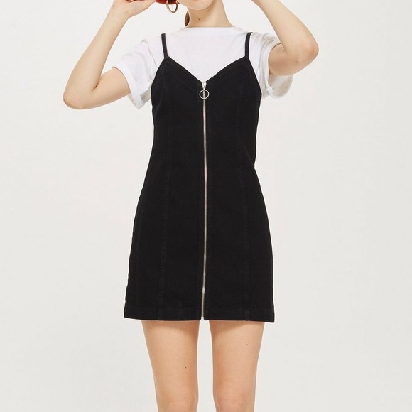 topshop black denim dress